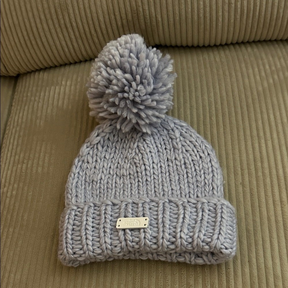 The North Face Gray Knit Pom-Pom Beanie